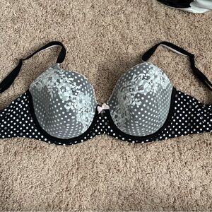 Victoria's Secret Black and White Polka Dot Lace Bra